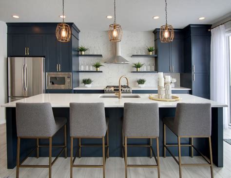 dark blue grey kitchen cabinets with stainless steel appliance|light blue grey kitchen.